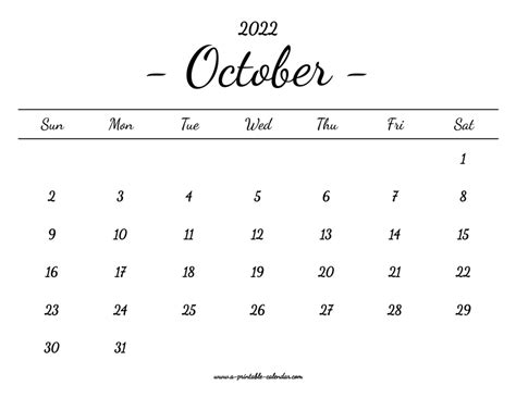 october calendar  printable  printable calendar