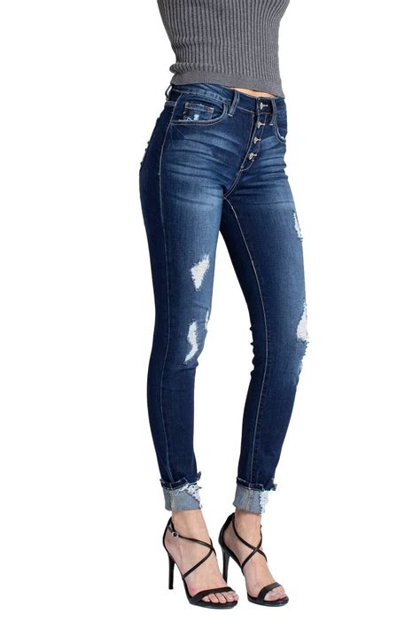 kan can women s high rise button fly super skinny jeans kc6192