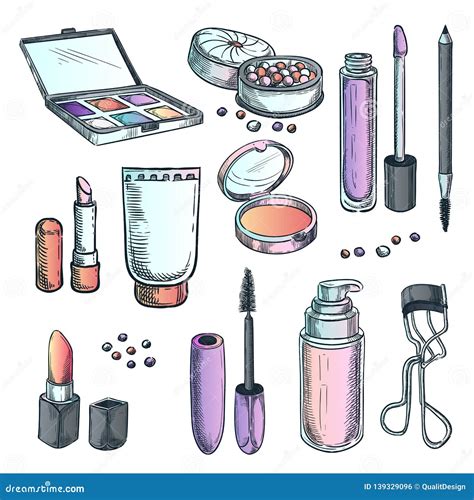 makeup cosmetics sketch illustration female fashion design elements