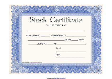 stock certificate templates word  templatelab