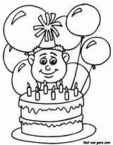Birthday Coloring Cake Pages Balloon Boy Years Print sketch template