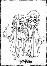 Coloring Potter Harry Pages Printable Cartoon Hermione Hogwarts Kids Adult Print Ginny Dobby Weasley Cute Ron Voldemort Color Drawing Book sketch template