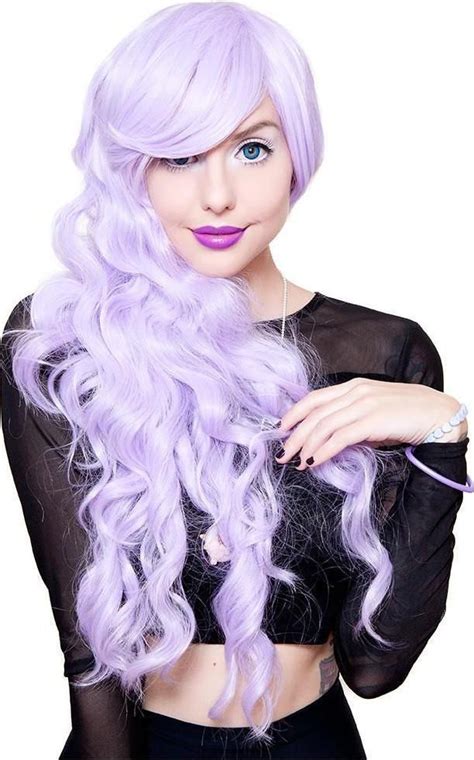 Classic [wavy Lavender] Wig Wigs Hair Styles Side Swept Bangs