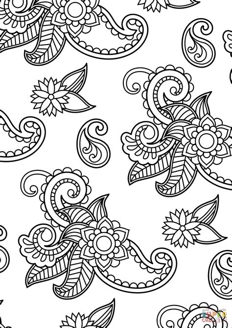 paisley pattern coloring page  printable coloring pages
