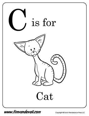 cat  letter  coloring pages