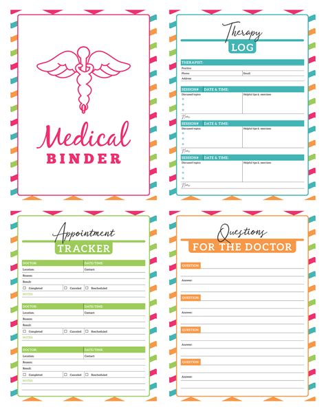 medical binder printables  printable templates