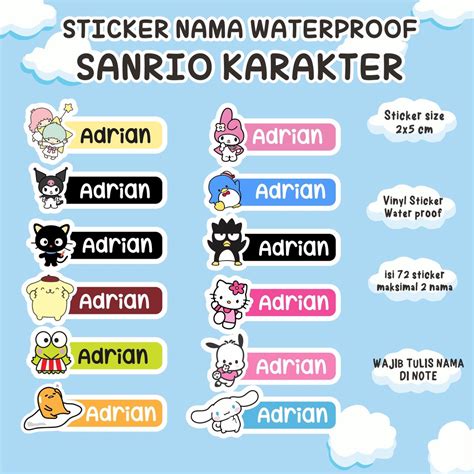 characters sanrio character  sticker waterproof pcs