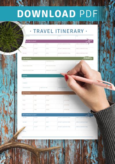 printable travel itinerary