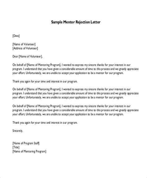 sample rejection letter templates   ms word pages