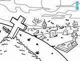 Coloring Graveyard Grave Scary Hellokids Designlooter sketch template