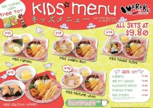 kids menu   restaurants waraku singaporesupermarketrecipescom