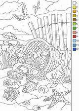 Sea Numbers Number Color Paint Shells Coloring Pages Adult Adults Beach Favoreads Printable Printables Original Style Choose Colors Kids Mandala sketch template
