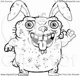 Rabbit Ugly Cartoon Outlined Waving Coloring Clipart Vector Thoman Cory Regarding Notes sketch template
