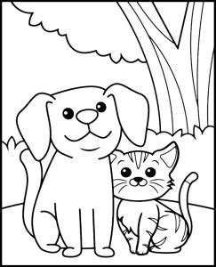 printable coloring sheet cat dog coloring page topcoloringpagesnet