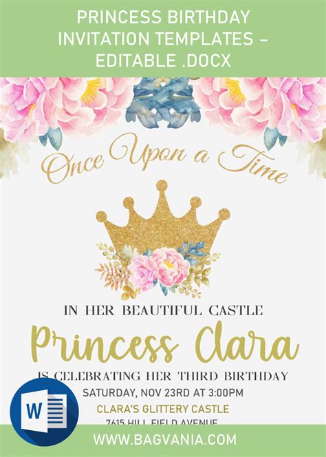 princess birthday party invitation template