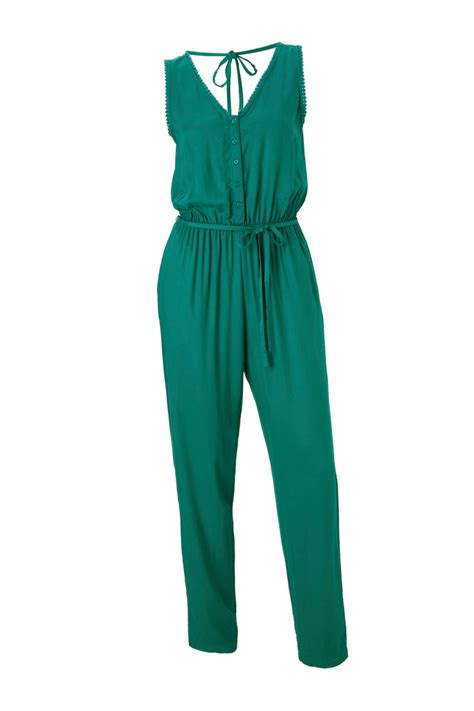 ca yessica jumpsuit met rugdecollete groen wehkamp