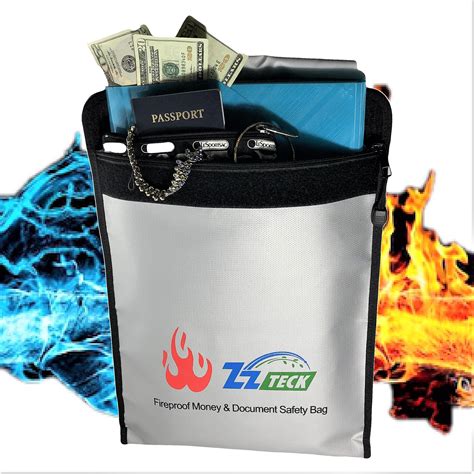 extra wide  fireproof bag  documents bank cash deposit pouch waterproof fire