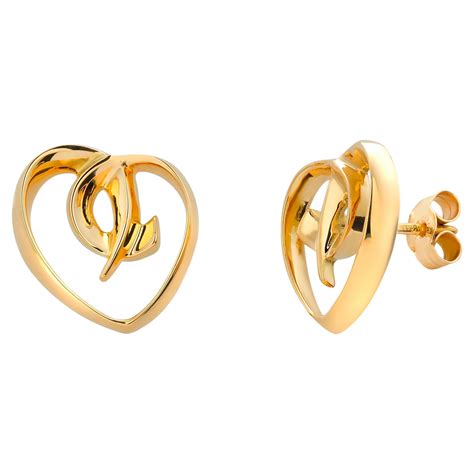 Tiffany And Co Pamela Picasso Open Design Gold Heart Earrings For Sale