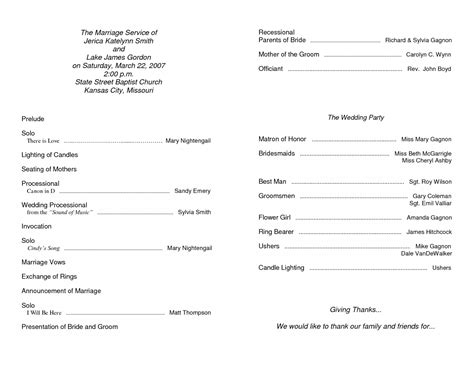 printable church program templates