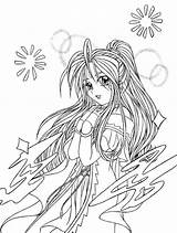 Anime Goddess Coloring Pages Belldandy Cute Deviantart Sketch Template sketch template