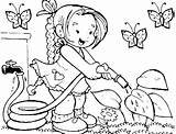 Coloring Garden Pages Kids Watering Girl Flower Kitchen Drawing Tools Little Gardening Utensils Flowers Preschool Kid Construction Printable Drawings Color sketch template