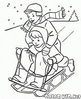 Coloring Sledding Pages Colorkid Winter Children Gif sketch template