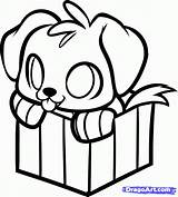 Puppy Dog Drawing Present Christmas Coloring Pages Cute Puppies Easy Baby Line Draw Cartoon Clipartmag Getdrawings Step Popular sketch template