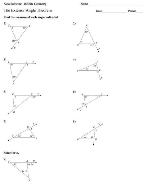 Exterior Angle Theorem Worksheet Worksheet Triangle Sum