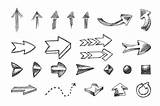 Drawn Hand Arrows Icons Set Creative Graphic sketch template