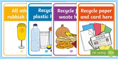 recycling bin display labels primary eco resource twinkl
