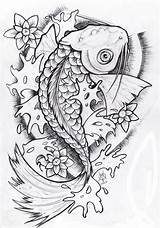 Koi Japanese Coloring Pages Fish Colouring Carp Adult Tattoo Sheet Deviantart Traditional Adults Book Drawings Foo Pencil Sketch Animals Dog sketch template