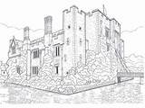 Coloring Castles Castle Hever Book Great Drawing Small sketch template
