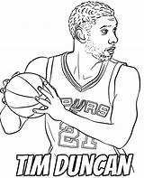 Coloring Tim Duncan Nba Print Player Basketball sketch template
