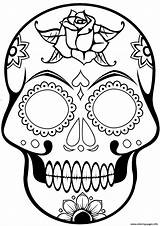 Skull Sugar Coloring Skulls Pages Calavera Simple Drawing Cool Printable Dia Muertos Los Crown Color Dead Pirate Template Print Draw sketch template