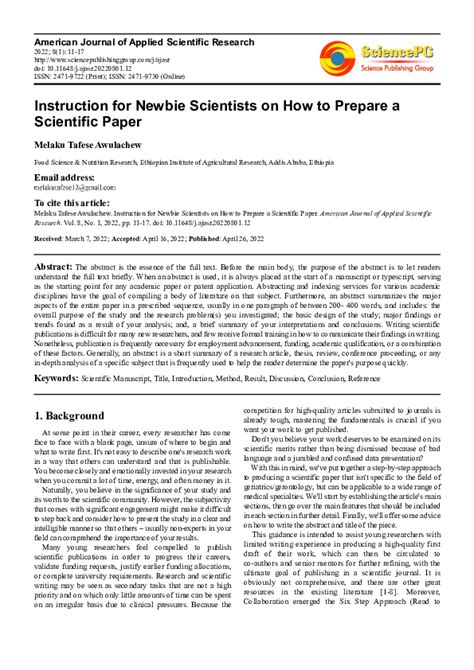 instruction  newbie scientists    prepare  scientific