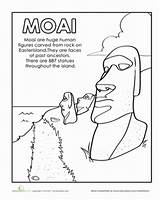 Island Easter Coloring Statues Moai Pages Worksheet Kids Education 378px 05kb Colouring sketch template