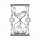Tattoo Hourglass Dotwork Vintage Drawing Clock Antique Sand Coloring Wizard Pages Adult Al Illustration Getdrawings Vector sketch template