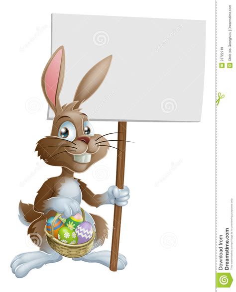 easter bunny rabbit holding sign stock vector illustration  board