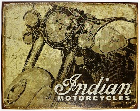 Indian Motorcycles Weathered Style Tin Metal Sign Chief