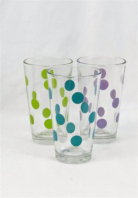 Libbey Dot Pattern Multi Color Pint Glasses Set Of 3 Pints Glasses