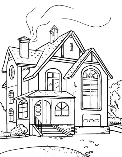 printable coloring page   house