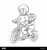 Bicicletta Biking Illustrazione Ragazza Percorsi Guidare Istruzione Concetto Disegnati Fahrrad Ragazzo Radfahren Jungen Fahrt Malbuch Gezeichnet Bildung Konzept sketch template