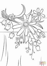 Coloring Flowers Summer Pages Flower Printable Hat Color Drawing sketch template