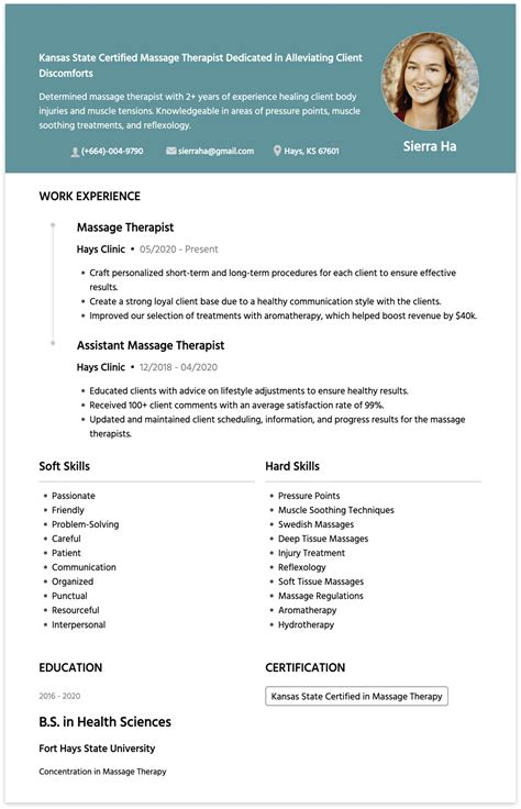 How To Write A Massage Therapist Resume Examples Cakeresume