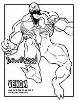 Venom Draw Coloring Pages Drawing Too Classic Colouring Tutorial Comic Version Drawings A4 sketch template