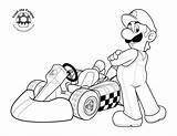 Coloring Mario Pages Super Bros Kart Race Luigi Go sketch template