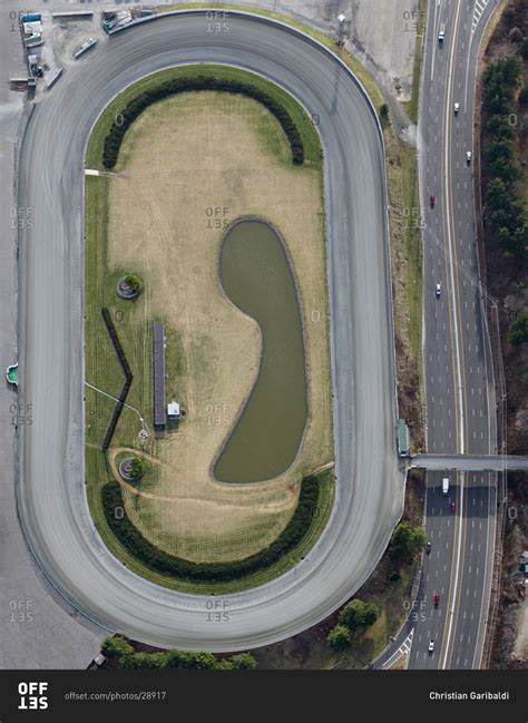 aerial view  oval racetrack stock photo offset