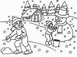 Winter Scene Coloring Printable Kids sketch template