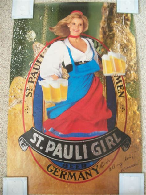 Vintage Signed Blond St Pauli Girl Beer Germany Poster Bob All My Love