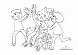 Coloring Friendship Pages Wheelchair Friends Ayeletkeshet sketch template
